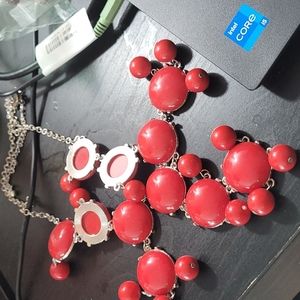 Large red plastic statement necklace